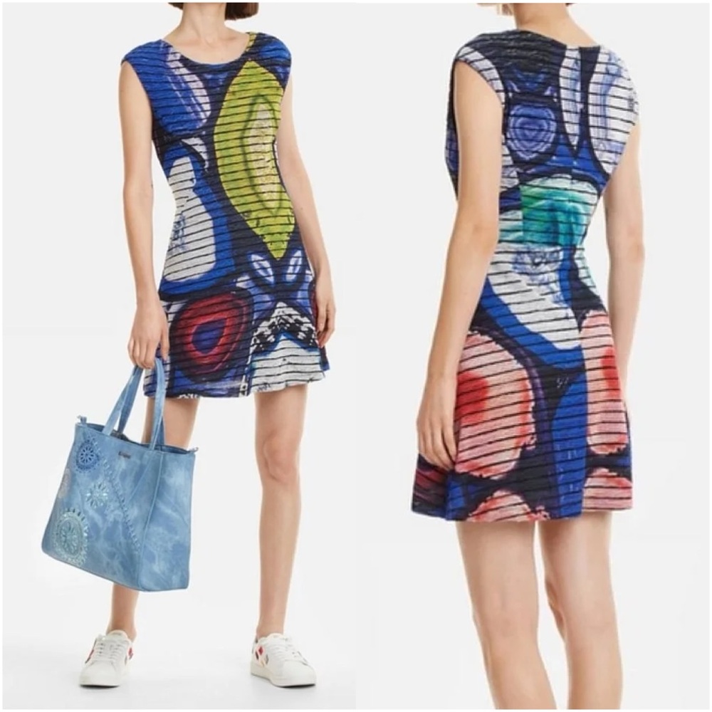 Desigual Mineral Stretch Mini Dress in Geo Abstract Print